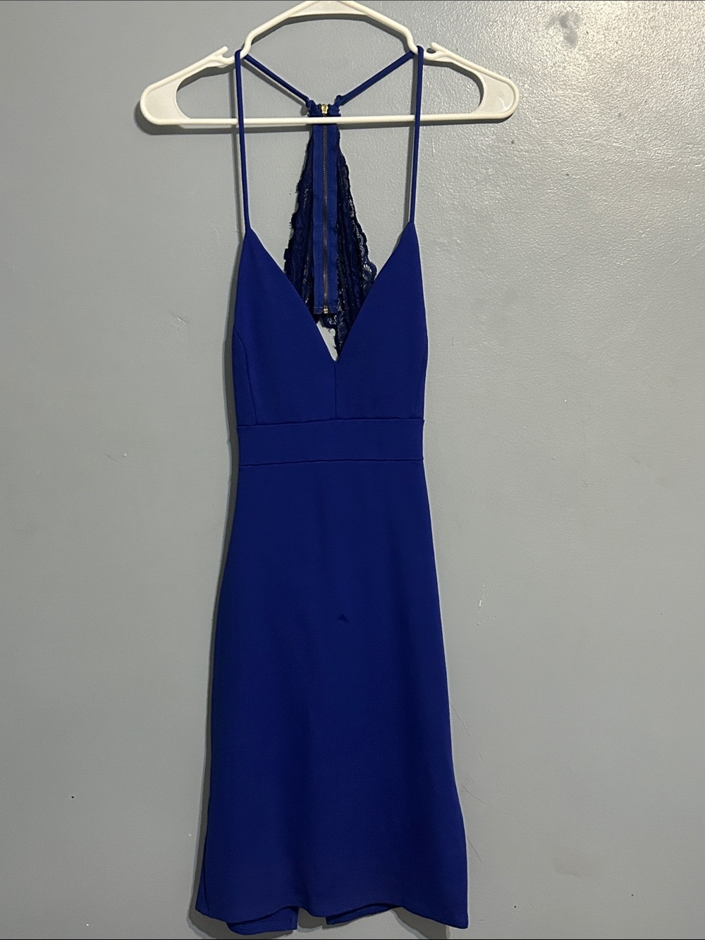 Royal Blue Lace-Back Spaghetti Strap Dress